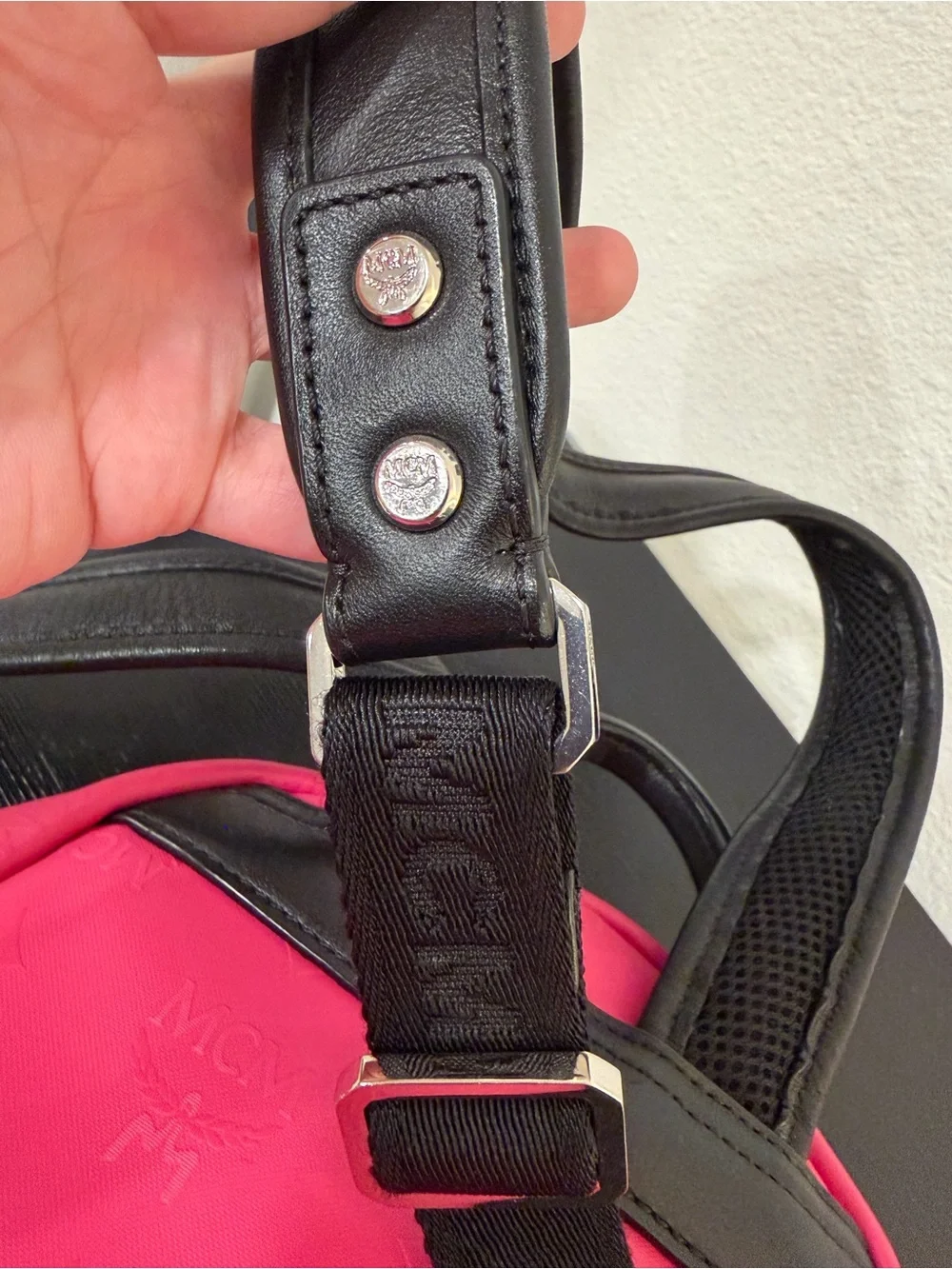 MCM Odeon studded backpack in pink